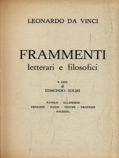 Frammenti letterari e filosofici - Leonardo da Vinci - copertina