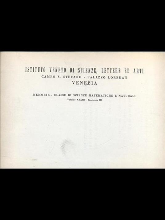 Memorie dell'Istituto Veneto. Vol. XXXIII- fasc. III. Scienze matematiche e naturali - Menotti,Midrio - copertina