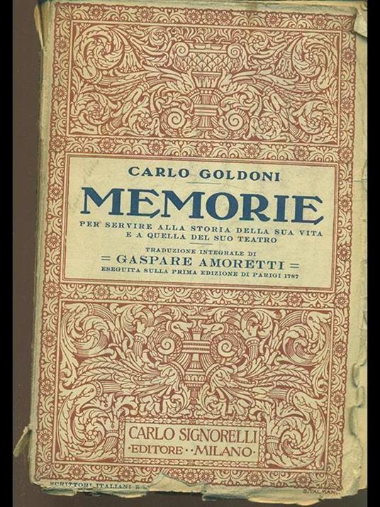 Memorie - Carlo Goldoni - copertina