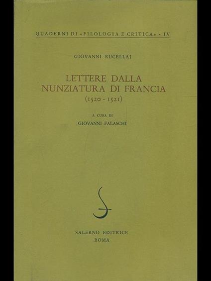 Lettere dalla nunziatura di Francia 1520-1521 - copertina