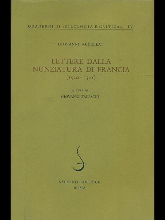 Lettere dalla nunziatura di Francia 1520-1521 - copertina