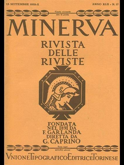 Minerva. Rivista delle riviste n. 17/15settembre 1932 - copertina