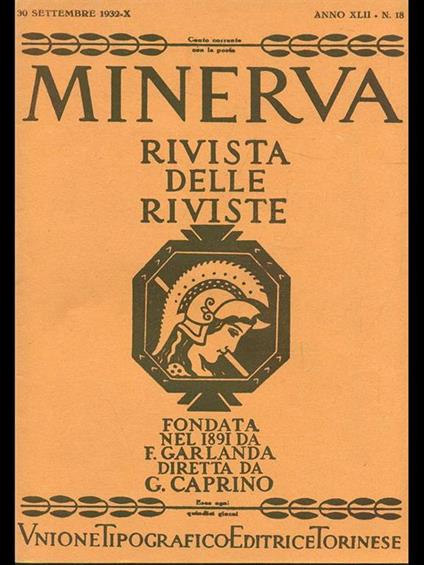 Minerva. Rivista delle riviste n. 18/30settembre 1932 - copertina