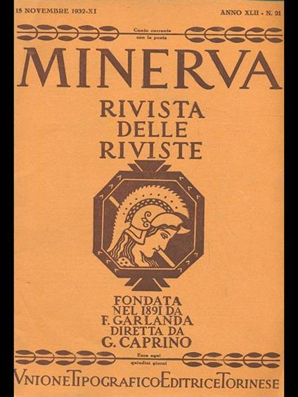 Minerva. Rivista delle riviste n. 21/15novembre 1932 - copertina