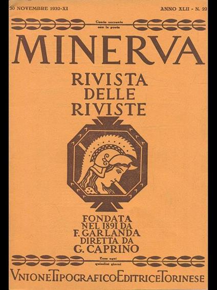 Minerva. Rivista delle riviste n. 22/30novembre 1932 - copertina