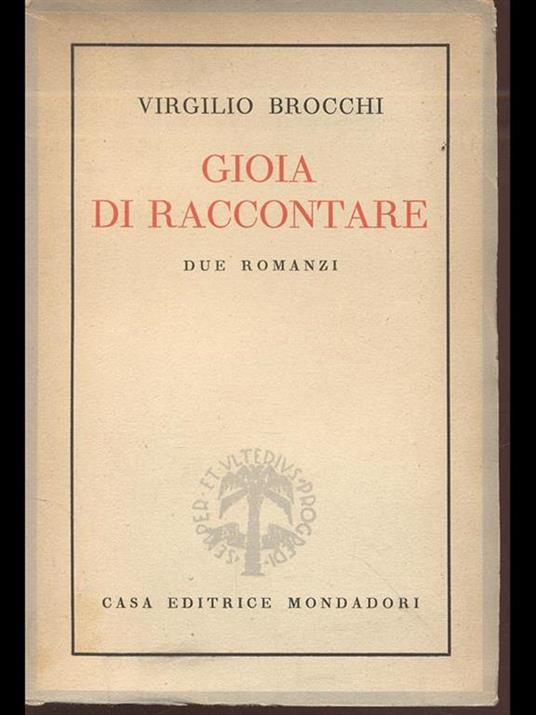Gioia di raccontare - Virgilio Brocchi - copertina