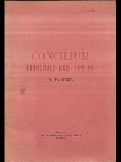 Concilium Provinciale Ligusticum VII. a. D. MCML - copertina