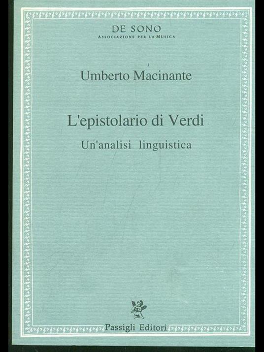 L' epistolario di Verdi. Un'analisi linguistica - Umberto Macinante - copertina