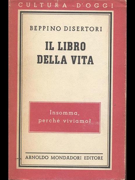 Il libro della vita - Beppino Disertori - copertina