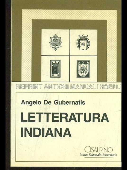 Letteratura indiana (rist. anast.) - Angelo De Gubernatis - copertina