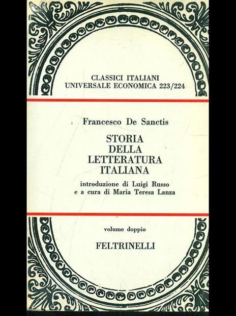 Storia deòlla letteratura italiana - Francesco De Sanctis - copertina