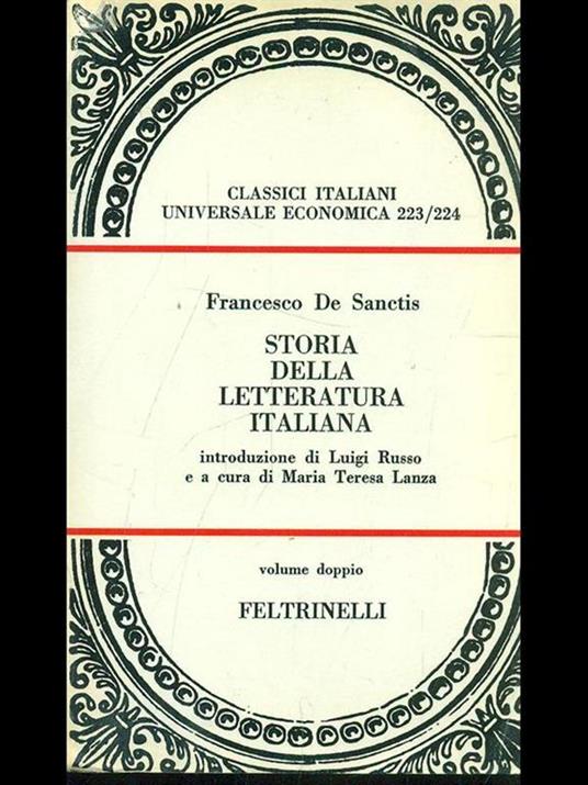 Storia deòlla letteratura italiana - Francesco De Sanctis - copertina