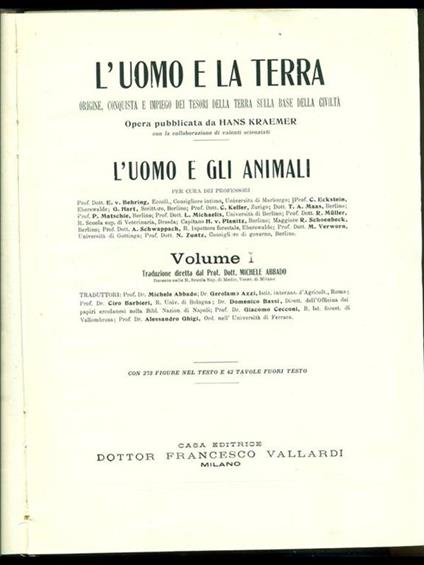 L' uomo e la terra. Vol. I - Hans Kraemer - copertina