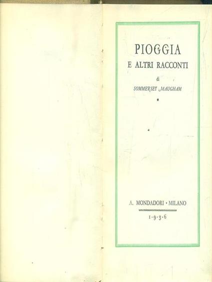 Pioggia e altri racconti - William Somerset Maugham - copertina
