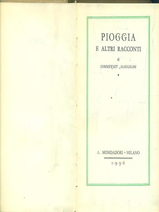Pioggia e altri racconti - William Somerset Maugham - copertina