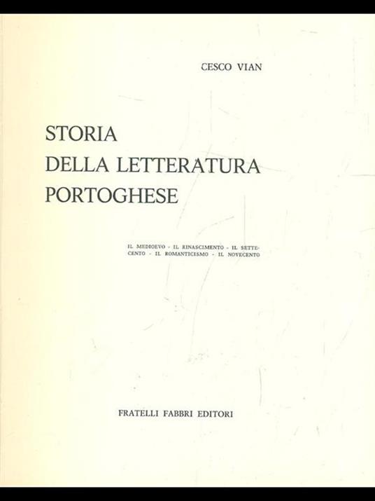 Storia della letteratura portoghese - Cesco Vian - copertina