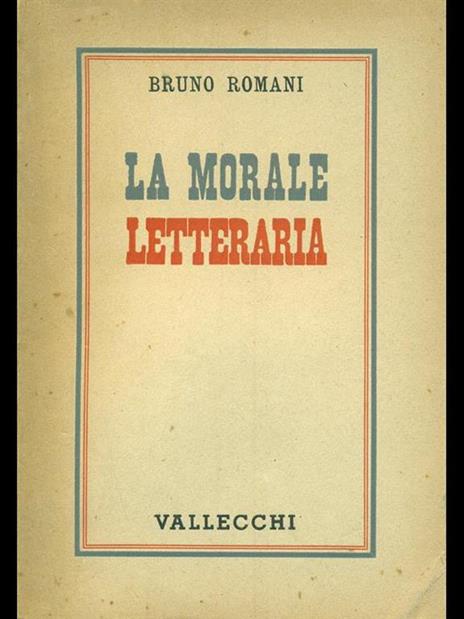 La morale letteraria - Bruno Romani - copertina
