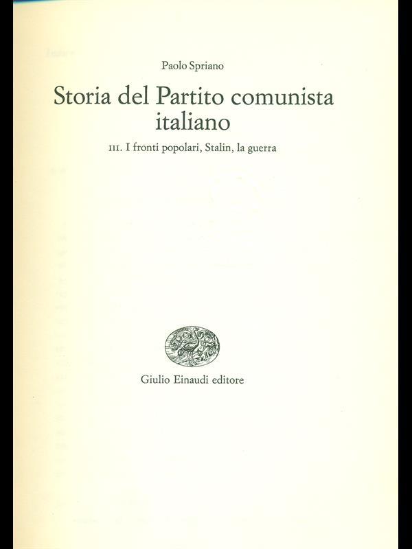 Storia del Partito comunista italiano Vol. 3