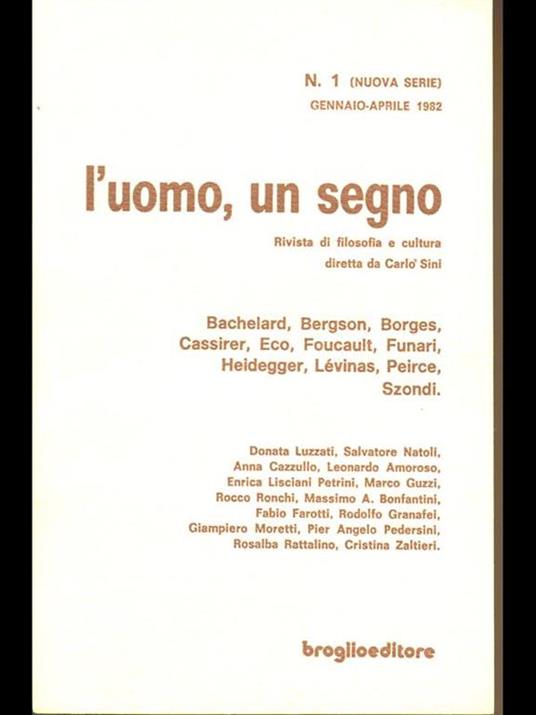 L' uomo, un segno n1 gennaio-aprile 1982 - copertina