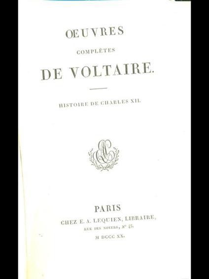 Histoire de Charles XI - Voltaire - copertina