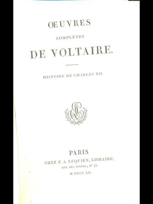 Histoire de Charles XI - Voltaire - copertina