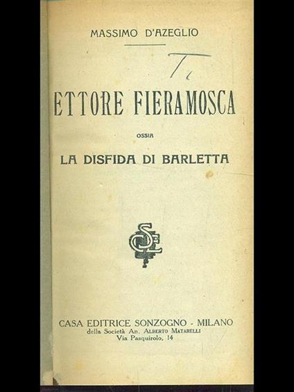 Ettore Fieramosca - Massimo D'Azeglio - copertina
