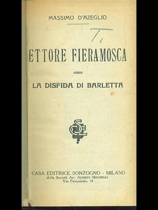Ettore Fieramosca - Massimo D'Azeglio - copertina