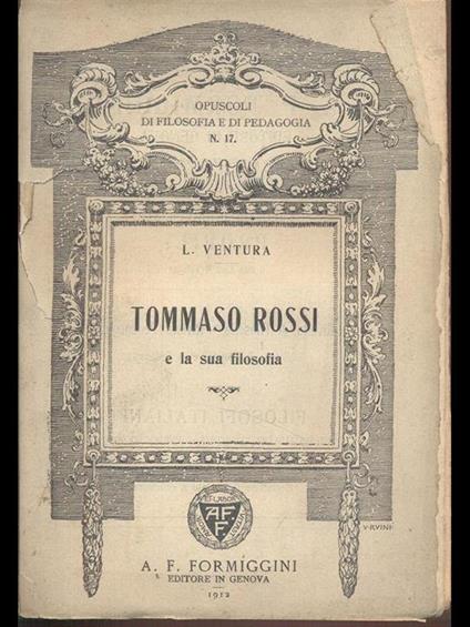 Tommaso Rossi e la sua filosofia - copertina