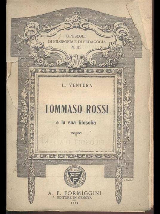 Tommaso Rossi e la sua filosofia - copertina