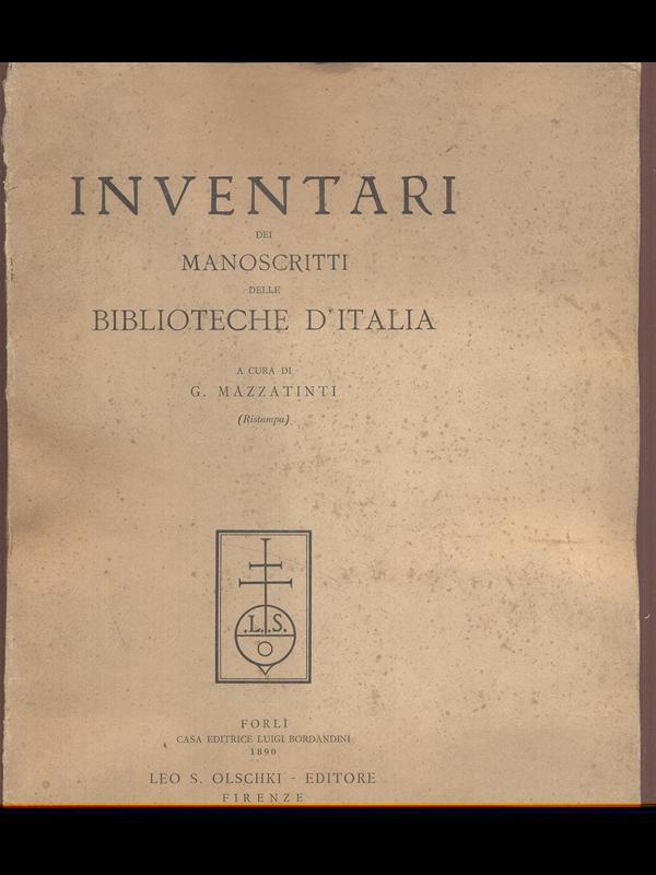 Inventari dei manoscritti delle biblioteche d'Italia
