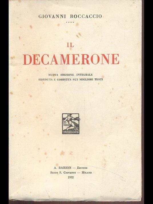 Il Decamerone - Giovanni Boccaccio - copertina