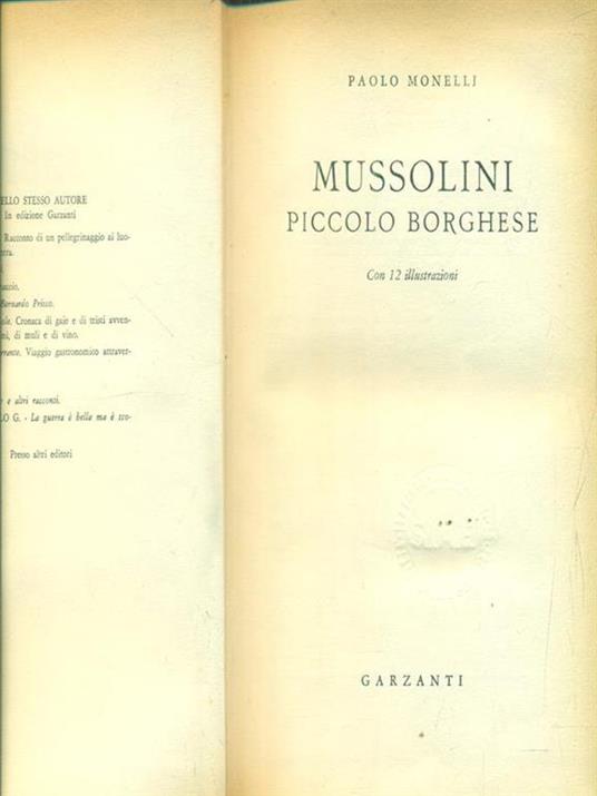 Mussolini piccolo borghese - Paolo Monelli - copertina