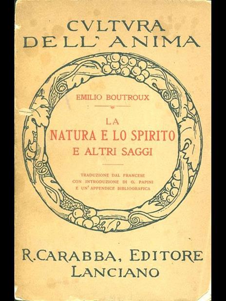 La natura e lo spirito e altri saggi - copertina