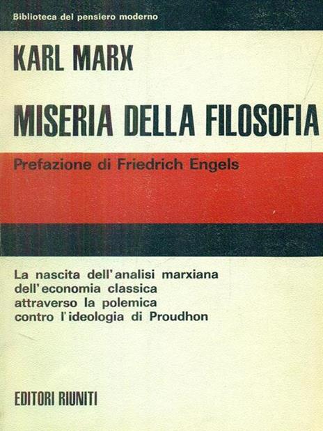 Miseria della filosofia - Karl Marx - copertina