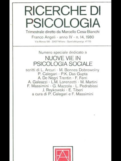 Ricerche di psicologia n 14 1980 - copertina