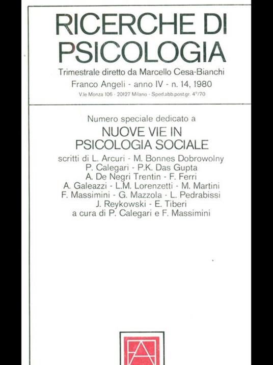 Ricerche di psicologia n 14 1980 - copertina