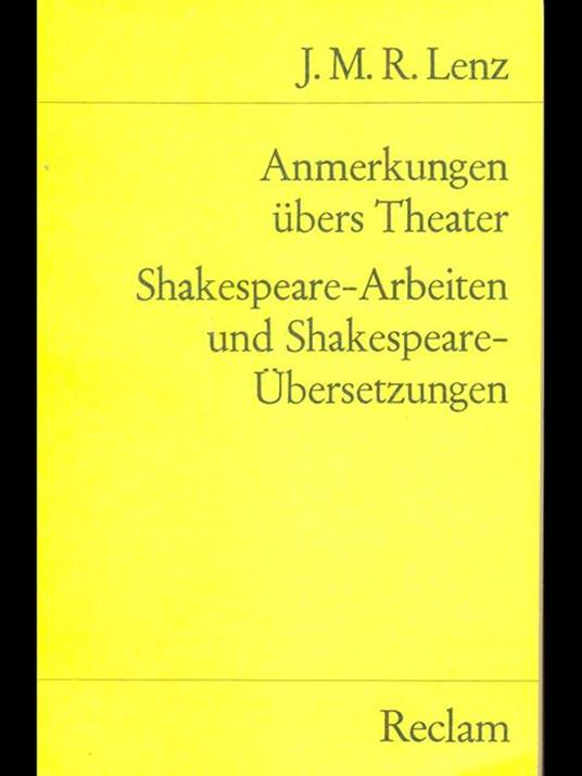 Anmerkungen ubers Theater. Shakespeare-Arbeiten und Shakespeare-Ubersetzungen - M.J. Yepes - copertina