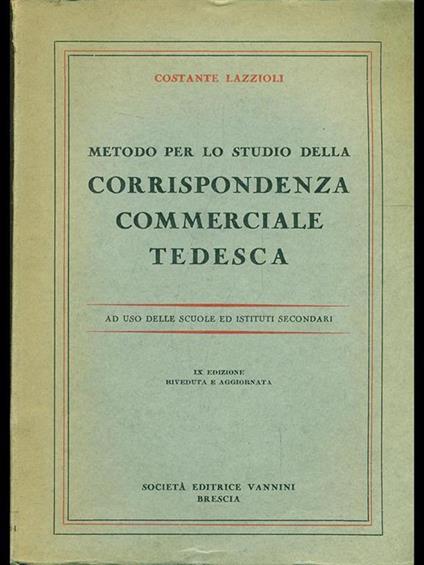 Metodo per lo studio della corrispondenzacommerciale tedesca - Costante Lazzioli - copertina