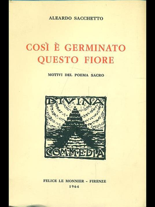 Così é germinato questo fiore - Aleardo Sacchetto - copertina