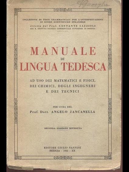 Manuale di lingua tedesca - Angelo Zancanella - copertina