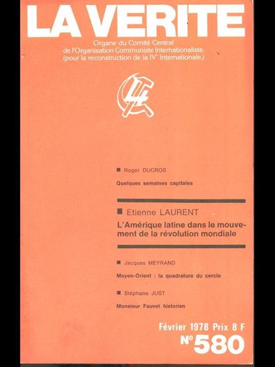 La Verite num 580 Fevrier 1978 - copertina