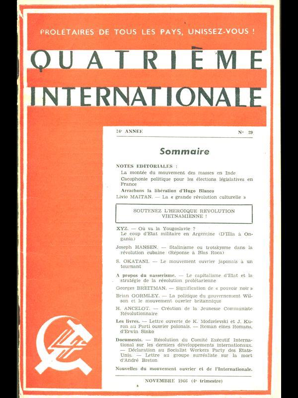 Quatriéme Internationale. 24 annee n. 29