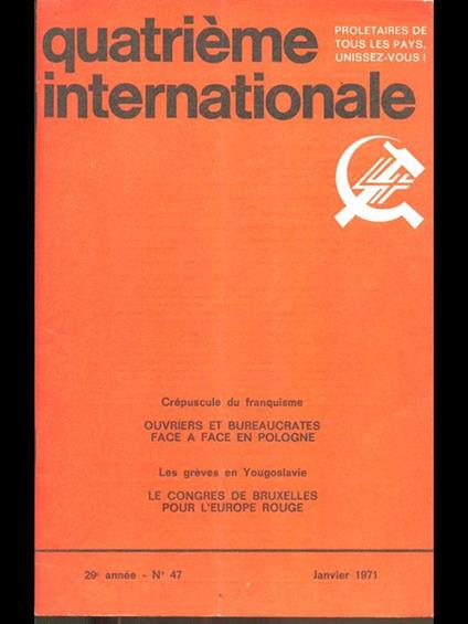 Quatrieme Internationale. N 47 Janvier 1971 - copertina