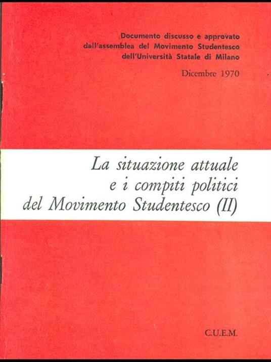 La situazione attuale e i compiti politici del Movimento Studentesco II - copertina