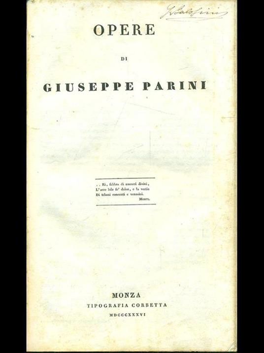 Opere - Giuseppe Parini - copertina
