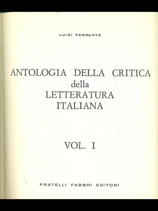Antologia della critica della letteratura italiana Vol. 1 - Luigi Ferrante - copertina