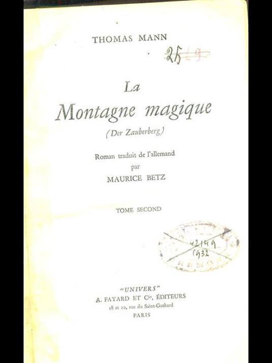 La Montagne magique II - Thomas Mann - copertina
