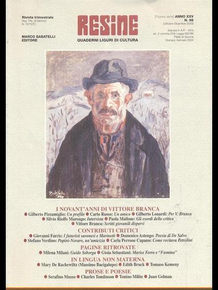 Resine n.98-Quaderni 98-Quaderni liguri di cultura - copertina