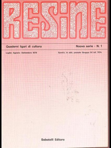 Resine n.1 1 nuova serie-Quaderni liguridi cultua - copertina