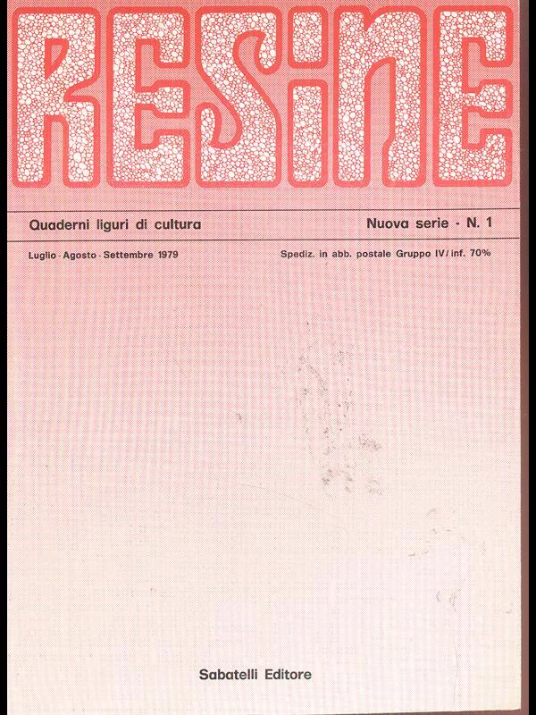 Resine n.1 1 nuova serie-Quaderni liguridi cultua